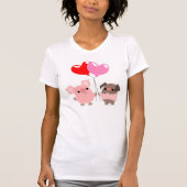 Tangled Hearts (Cartoon Pigs) Dames T-shirt (Voorkant)