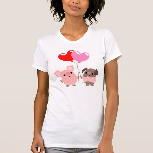 Tangled Hearts (Cartoon Pigs) Dames T-shirt (Voorkant)