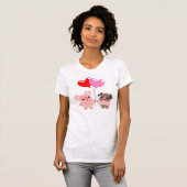 Tangled Hearts (Cartoon Pigs) Dames T-shirt (Voorkant volledig)