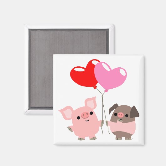 Tangled Hearts (Cartoon Pigs) Magnet (Voorkant / Achterkant)