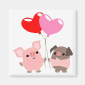 Tangled Hearts (Cartoon Pigs) Magnet (Voorkant)