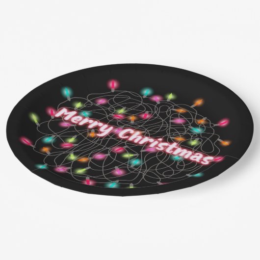 Tangled kerstlampjes Merry-kerstneontekst Papieren Bordje (Gekanteld)