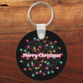 Tangled kerstlampjes Merry-kerstneontekst Sleutelhanger (Voorkant)