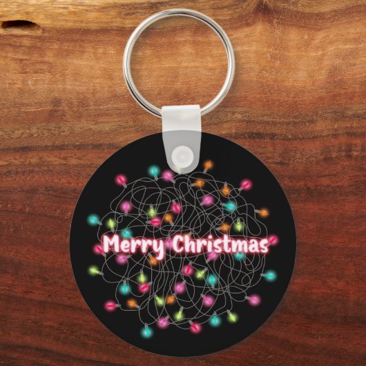 Tangled kerstlampjes Merry-kerstneontekst Sleutelhanger (Voorkant)