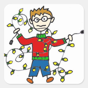 Tangled kerstlampjes vierkante sticker