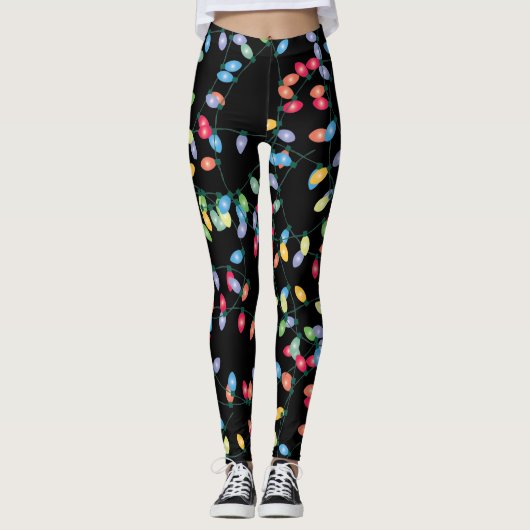 Tangled kerstlampjes zwart leggings (Voorkant)
