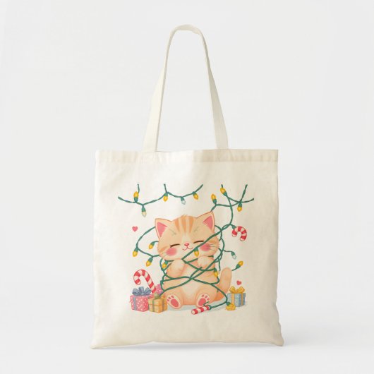 Tangled Kitten Christmas Tote Bag (Voorkant)