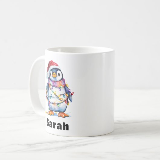 Tangled Lights in Penguin Kerstmis Koffiemok (Voorkant links)
