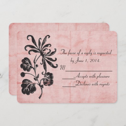 Tangled Roze RSVP Kaart (Voorkant / Achterkant)