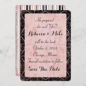 Tangled Roze sparen de Datum Save The Date (Voorkant / Achterkant)