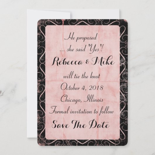 Tangled Roze sparen de Datum Save The Date (Voorkant)
