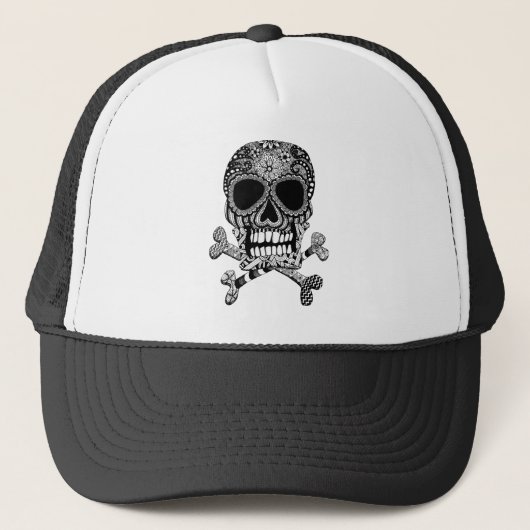 Tangled Skull and Crossbones Trucker Hat Trucker Pet (Voorkant)