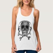 Tangled Skull en Crossbones Headphones Tanktop (Voorkant)