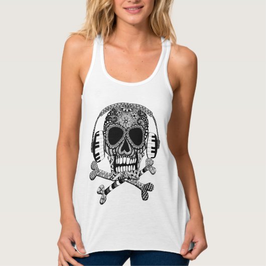 Tangled Skull en Crossbones Headphones Tanktop (Voorkant)