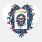 Tangled Skullmas � Funny Xmas Skeleton Hart Sticker (Voorkant)