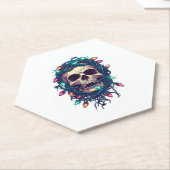 Tangled Skullmas � Funny Xmas Skeleton Kartonnen Onderzetters (Schuin)