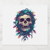 Tangled Skullmas � Funny Xmas Skeleton Sparkling Wijnetiket (Enkel label)