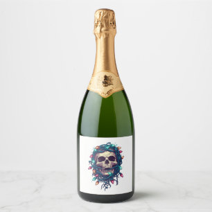 Tangled Skullmas � Funny Xmas Skeleton Sparkling Wijnetiket
