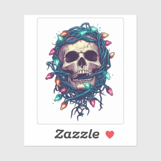 Tangled Skullmas � Funny Xmas Skeleton Sticker (Vel)