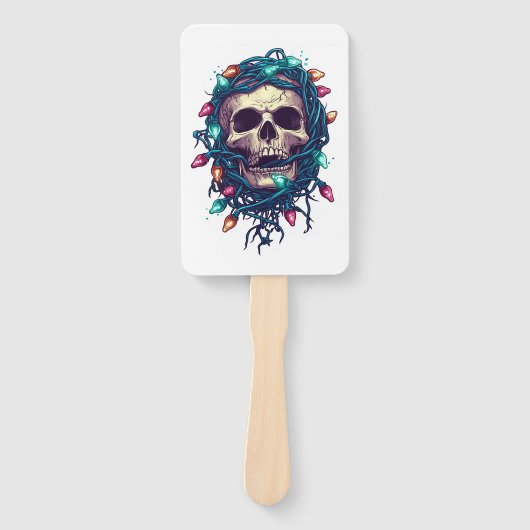 Tangled Skullmas - Grappige Kerst Schedel Handwaaier (Voorkant)
