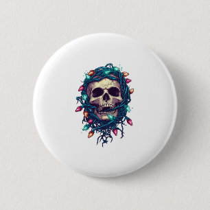 Tangled Skullmas � Grappige Kerst Schedel Ronde Button 5,7 Cm