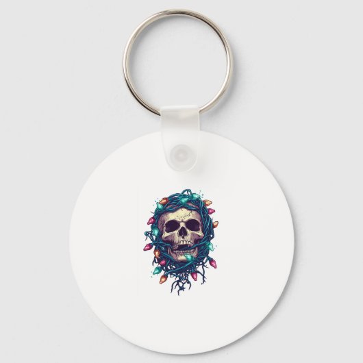Tangled Skullmas - Grappige Kerst Schedel Sleutelhanger (Voorkant)