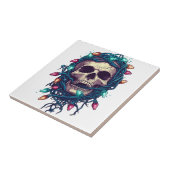 Tangled Skullmas � Grappige Kerst Skelet Tegeltje (Zijkant)