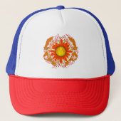 Tangled Sun, Oranje Abstracte zon Trucker Pet (Voorkant)