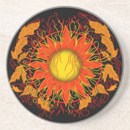 Tangled Sun, Sunshine Abstracte kunst Zandsteen Onderzetter