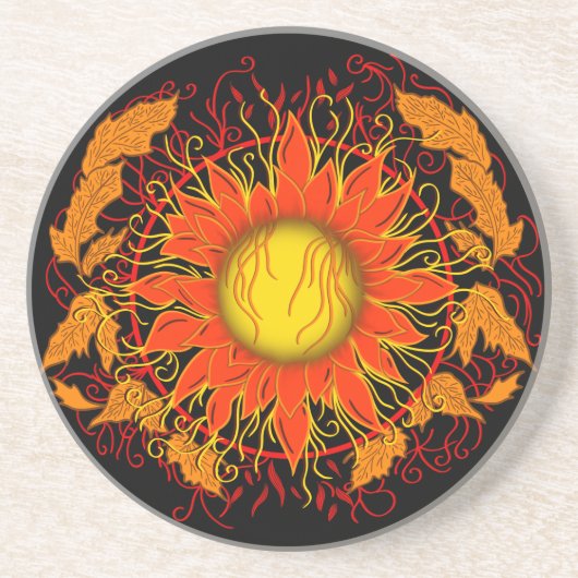 Tangled Sun, Sunshine Abstracte kunst Zandsteen Onderzetter (Voorkant)