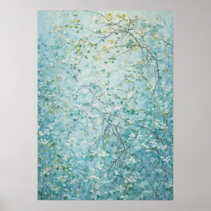 Tangles Branches met kleine witte bloemen Poster