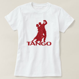 Tango Ballroom Silhouette Red Faux Glitter T-shirt