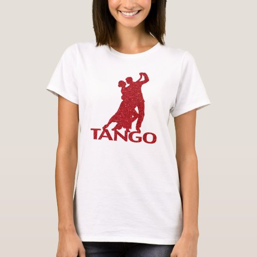 Tango Ballroom Silhouette Red Faux Glitter T-shirt (Voorkant)