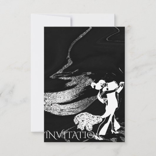 Tango Dance Art Nouveau Black Marble Kaart (Voorkant)