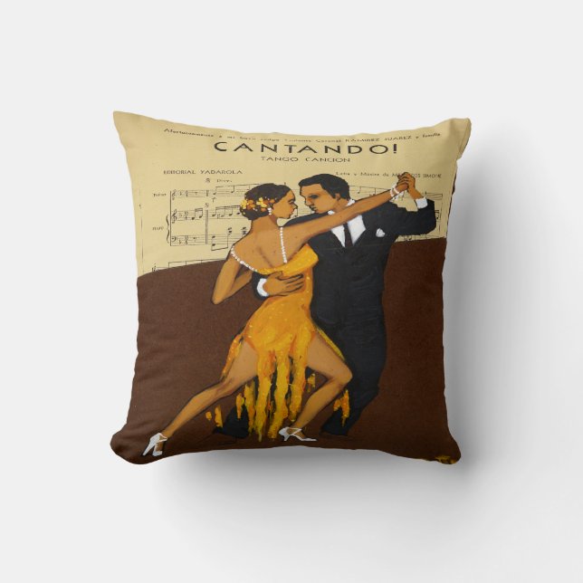 Tango Dance Couple Vintage Poster Print Kussen (Voorkant)