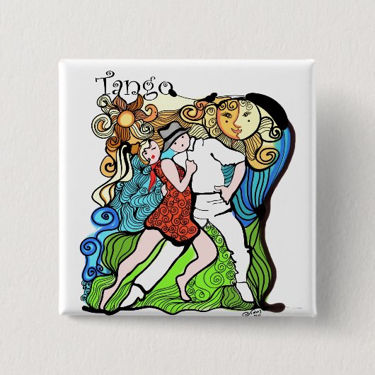 Tango Dance - Twee kleine Tangueros Vierkante Button 5,1 Cm (Voorkant)
