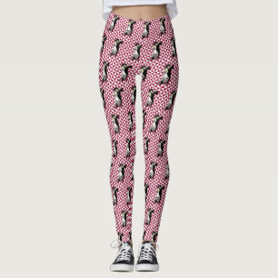 Tango Dancers Burgundy en White Geometric Leggings