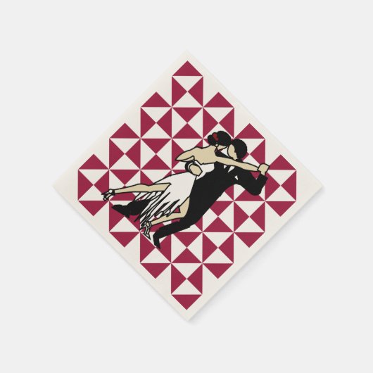 Tango Dancers Burgundy en White Geometric Servet (Hoek)