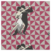 Tango Dancers Burgundy & White Geometric Stof (Close Up)
