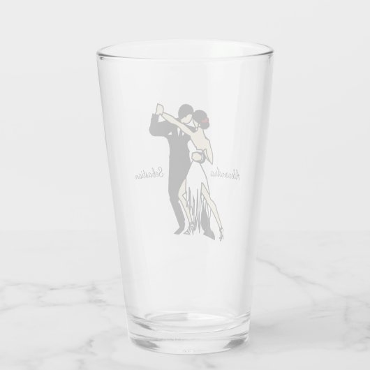 Tango Dancers Glass, met Retrostijl Glas (Achterkant)