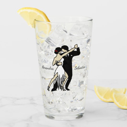 Tango Dancers Glass, met Retrostijl Glas (Voorkant ijs)