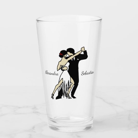 Tango Dancers Glass, met Retrostijl Glas (Voorkant)