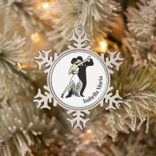 Tango Dancers in  stijl Tin Sneeuwvlok Ornament