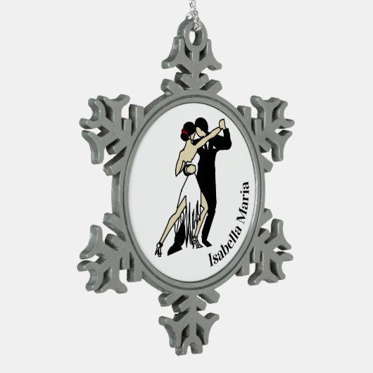 Tango Dancers in stijl Tin Sneeuwvlok Ornament (Links)