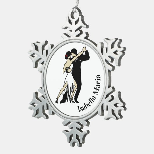 Tango Dancers in  stijl Tin Sneeuwvlok Ornament (Rechts)