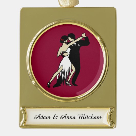 Tango Dancers in  stijl Verguld Banner Ornament (Voorkant)