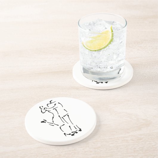 Tango Dancers Inktborstel ontwerp Zandsteen Onderzetter (Zijkant)