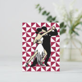 Tango Dancers op Maroon Geometrische achtergrond Briefkaart (Staand voorkant)