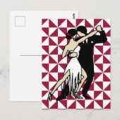 Tango Dancers op Maroon Geometrische achtergrond Briefkaart (Voorkant / Achterkant)
