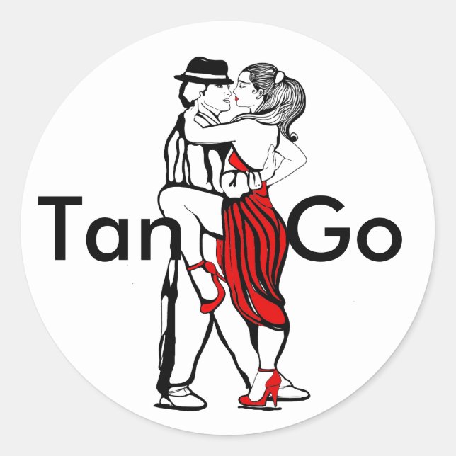 Tango Dancers Ronde Sticker (Voorkant)